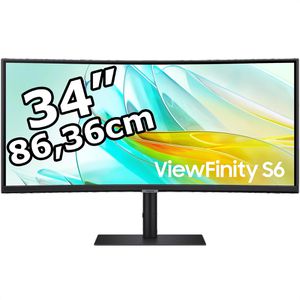 Samsung Monitor ViewFinity S6, S34C652UAU, 34 Zoll, UWQHD 3440 x 1440 Pixel, 5 ms, 100 Hz, Curved
