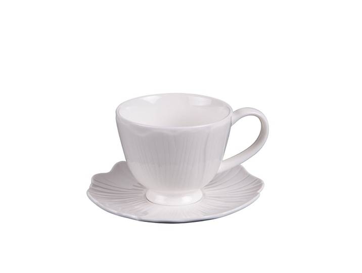 Lot de 6 tasses à thé avec sous-tasses blanches 20 cl