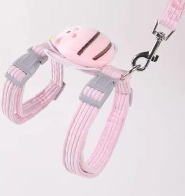 Uplift Essentials Bumblebee Adjustable Cat Harness And Leash Set pink s