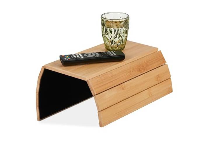 Relaxdays Support pour accoudoir\, Bambou\, Tablette pour canapé ou Fauteuil\, LxP: 43\,5 x 33 cm\, Repose-Boissons\, Nature