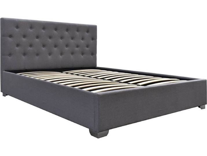 Lit double avec coffre Tino - 180 x 200 cm - Gris