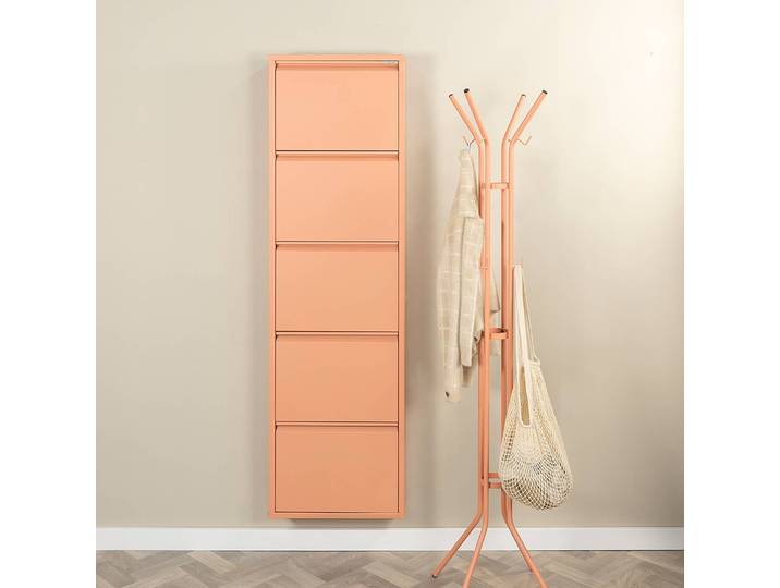 Schuhkipper Billy mit 5 Klapptüren 50 x 169 x 15cm Orange/Apricot