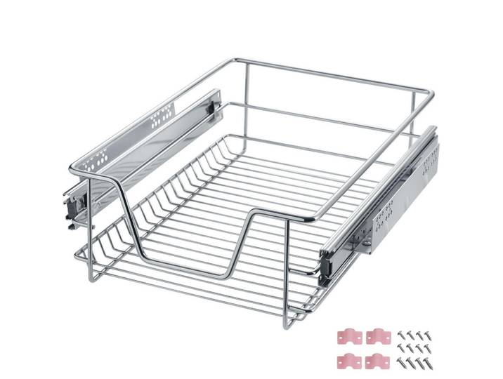 tectake Teleskopschublade, einfache Montage, grau, Grau, Metall, 37x14x44 cm, Schlafzimmer, Kleiderschränke, Schranksysteme