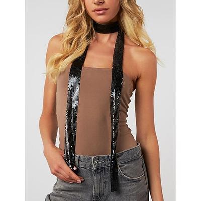 Silberner Chokerschal mit Strasssteinen für Damen – funkelnde Statement-Kette für Partys, Nachtclubs und Festival-Outfits