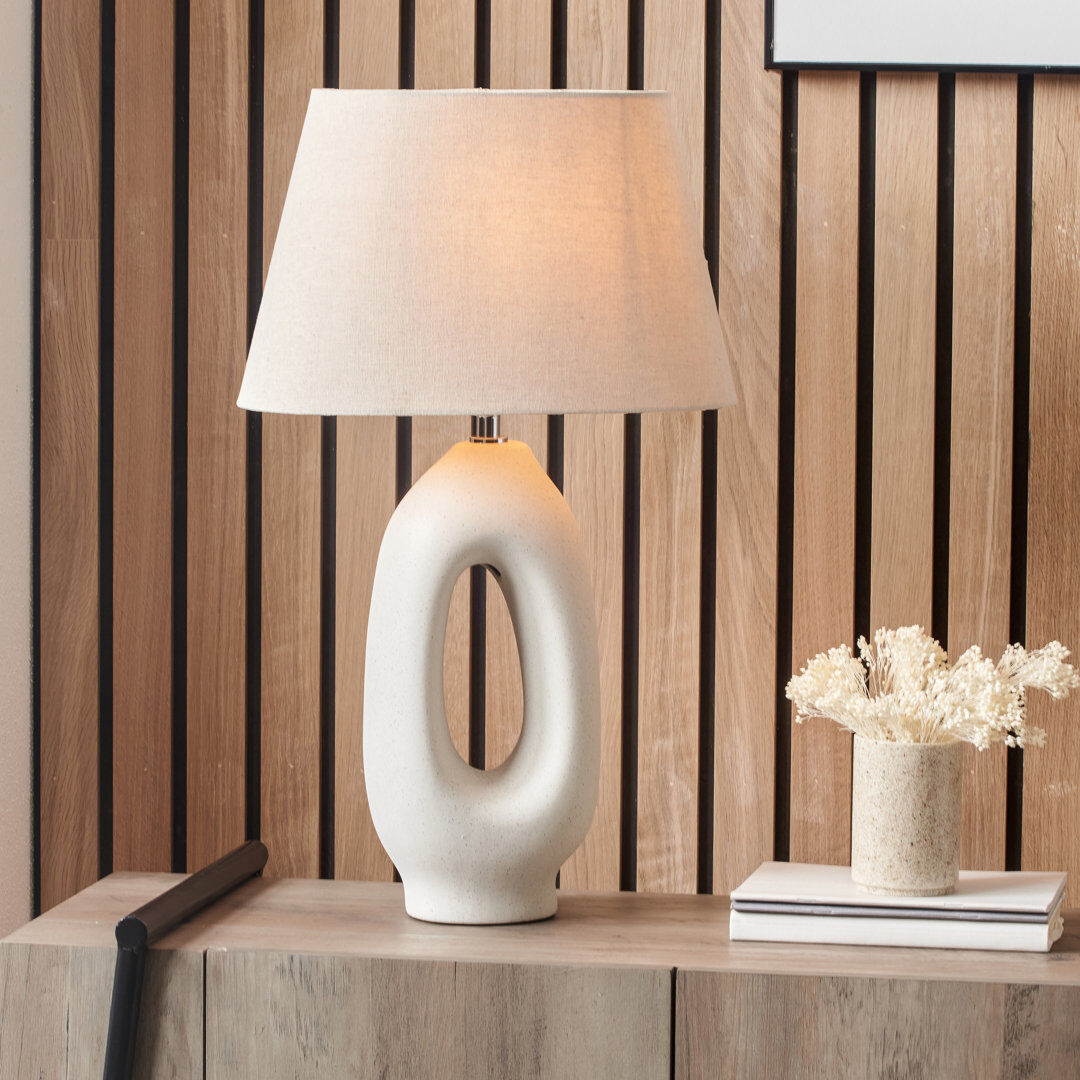 Mercury Laila Ceramic Table Lamp Beige;Cream 56cm H X 33cm W X 20cm D