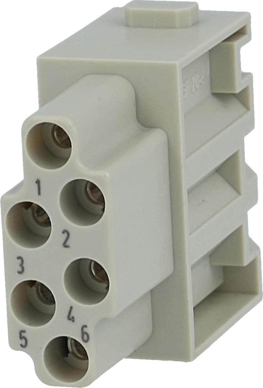 Harting Han E modulaire buscontactdoos (F) met Quick-Lock aansluiting, 6-polig, 500V, 16A
