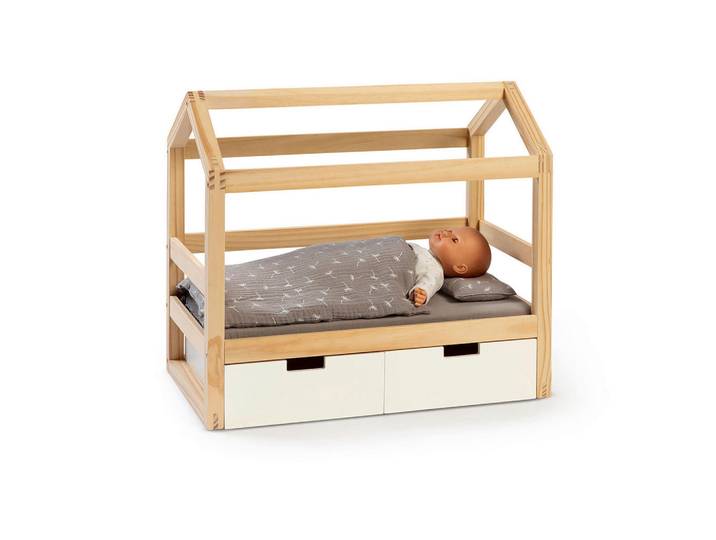 Musterkind Puppenbett Viola, Natur, Weiß, Holz, 31x50x55 cm, EN 71, CE, Spielzeug, Kinderspielzeug, Puppen & Puppenzubehör, Puppen