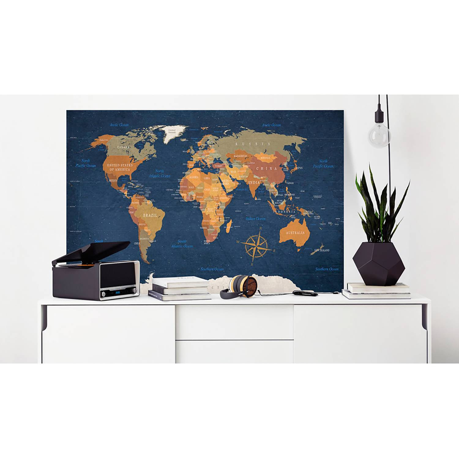 home24 Afbeelding Ink Oceans Blauw Modern Natuurvezel B: 60 cm, D: 40 cm