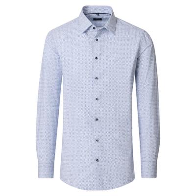 Businesshemd VENTI "VENTI Businesshemd Langarm Print", Herren, Gr. 39, Normalgrößen, blau, 100% Baumwolle, bedruckt, schmal, Hemden