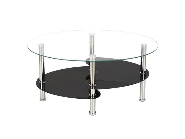 Table Basse - Scandinave - Forme Variable - Verre Laqué Brillant - Ovale - Noir