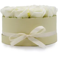 Soap Flower Gift Bouquet - 14 Cream Roses - Round