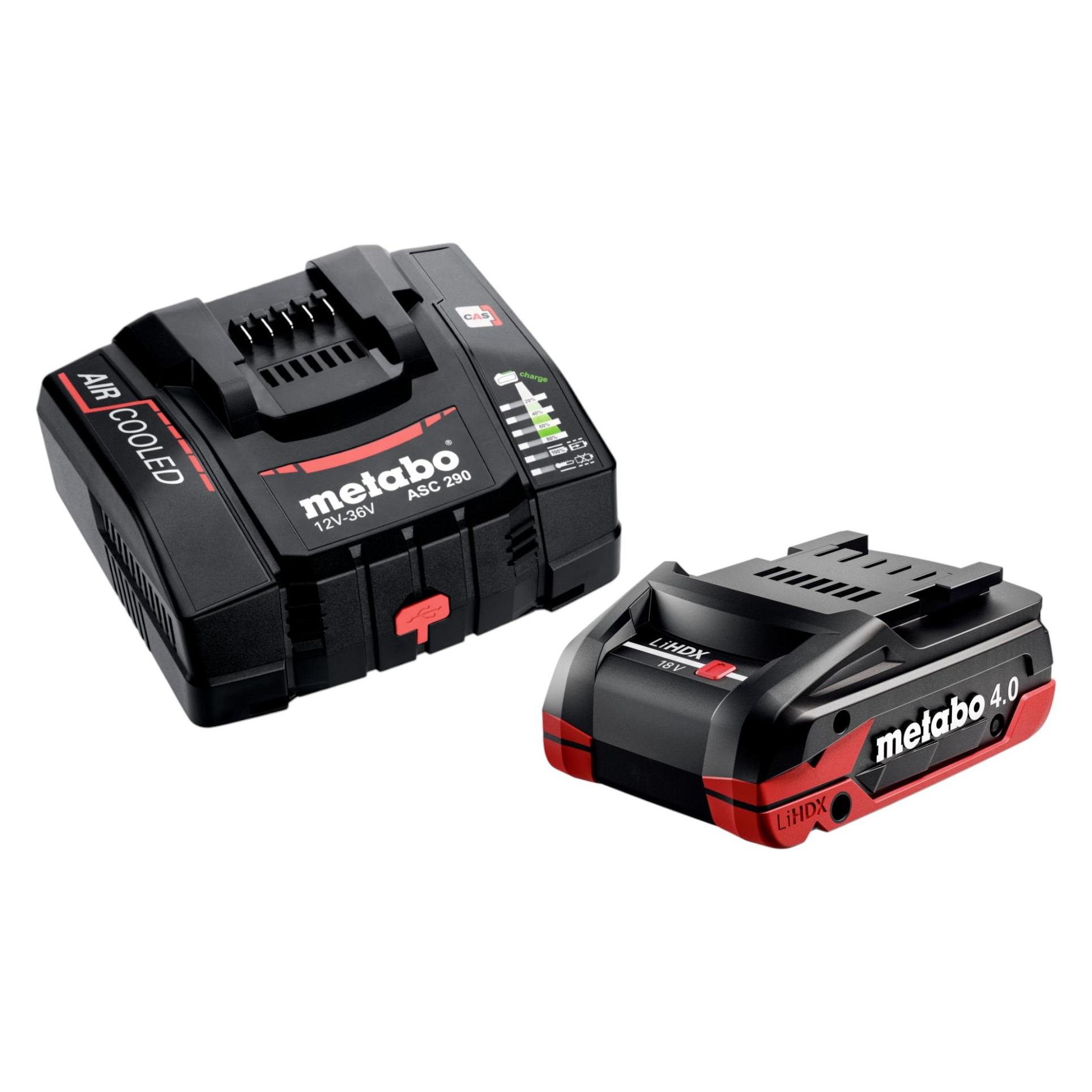 Metabo Basis Set 1x LiHDX Akkupack 18 V 4,0 Ah Akku ( 624974000 ) + ASC 290 Ladegerät ( 627370000 ) (18 V) (53702208)
