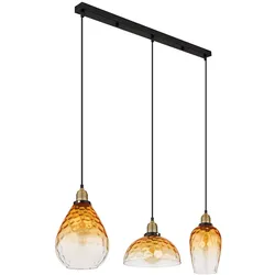 Pendelleuchte Deckenleuchte Esszimmerlampe Hängeleuchte Glas Amber 3-Flammig
