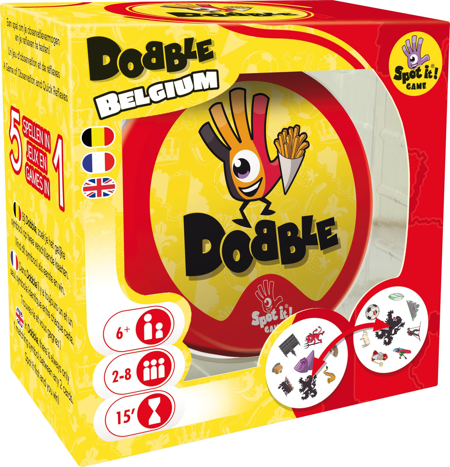 Asmodee Dobble België Zygomatic spel voor 4+ personen in milieuvriendelijke verpakking (FR/NL/EN)