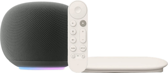Google Home Speaker Grijs en Google TV Streamer 4K