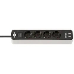 brennenstuhl Ecolor USB Steckdosenleiste 4-fach – Steckdosenleiste 4-fach mit USB und Schalter 1,5m Kabel