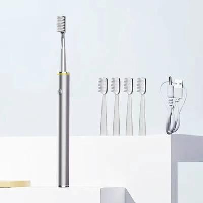 Uplift Essentials Elegant Slim Body Sonic Electric Toothbrush With Soft DuPont Bristles For Gentle Care silver