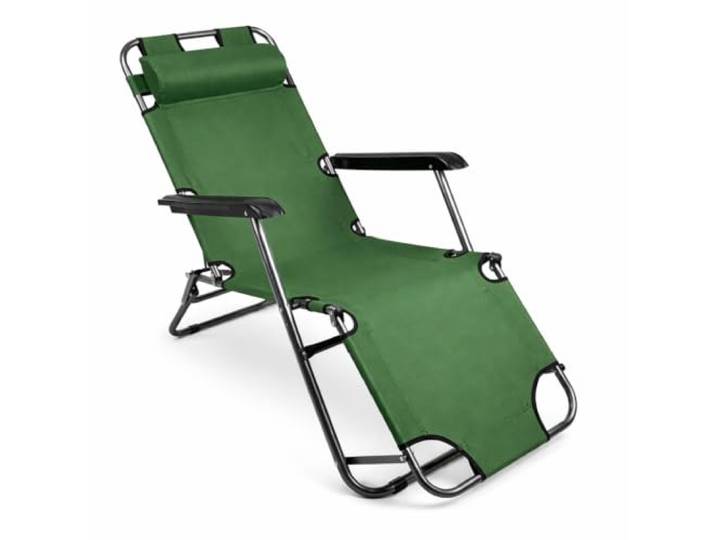 VCM Sonnenliege Grün 60x153x27 cm Stahl Textilene klappbar Garten Terrasse