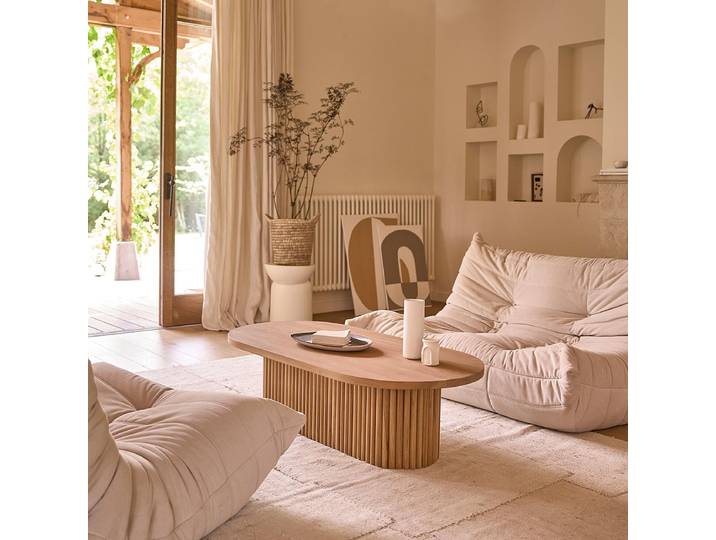 Berah Getah Table basse en teck massif 120 cm COLINE Bois clair