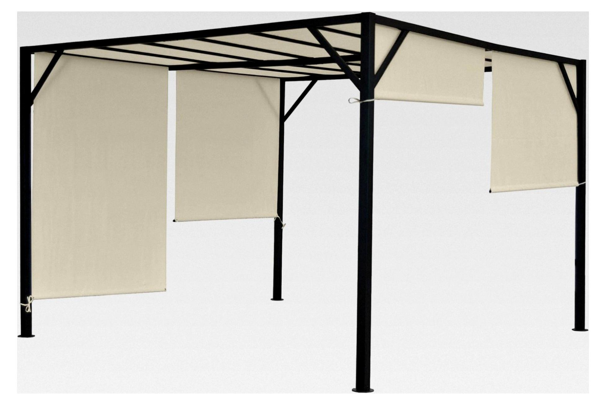 Pergola Baia, Gartenpavillon mit Terrassenüberdachung, stabiles 6cm-Stahlgestell und Schiebedach - 4x3m