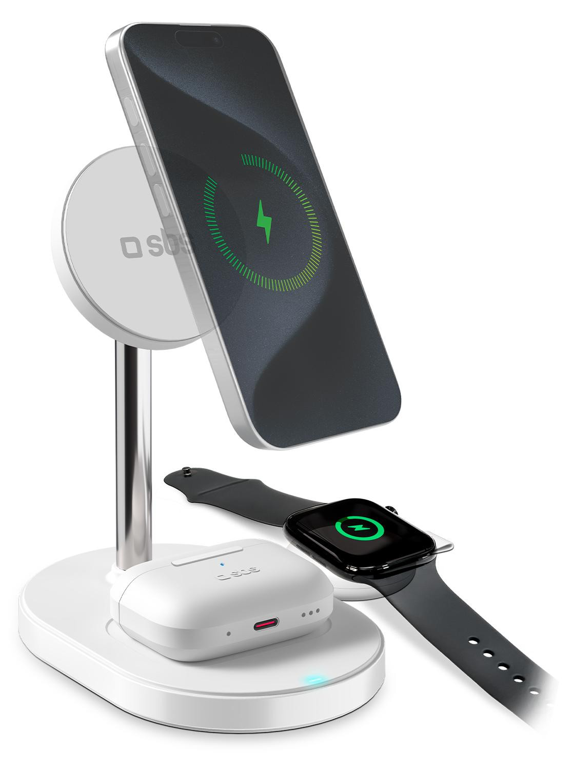 SBS Qi2.2 draadloos laadstation voor smartphones en draadloze oordopjes