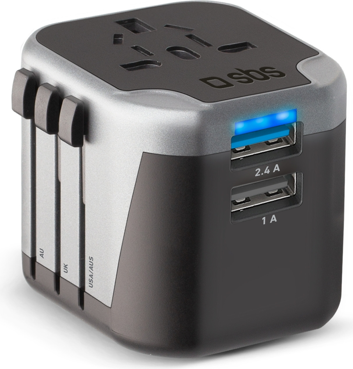 SBS universele reisadapter, 12W, geschikt voor EU, VK, VS en Australië