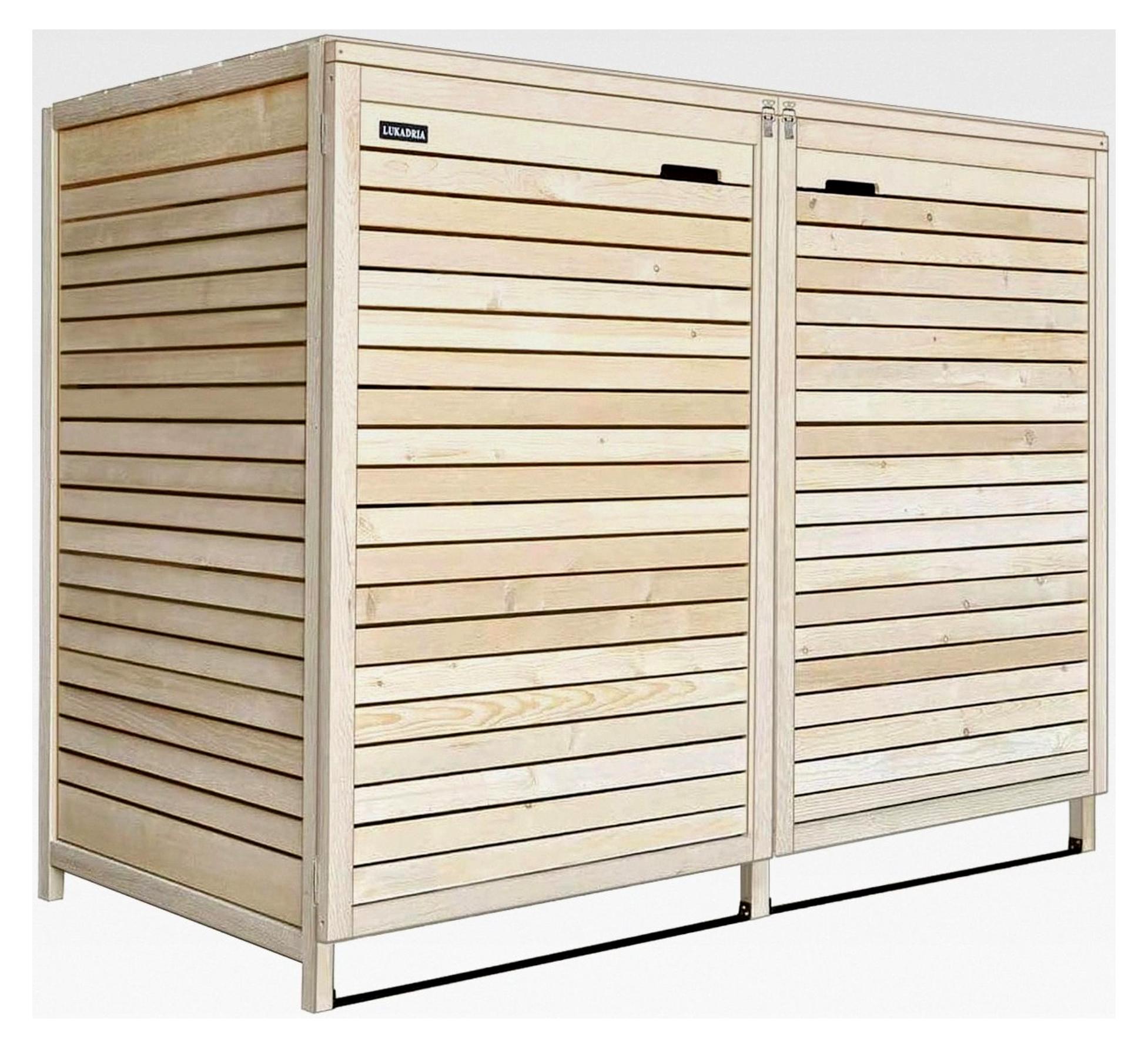 Mülltonnenbox Adria24 für 2 Mülltonnen aus naturbelassenem Holz 120L - 240L vormontiert mit Rückwand