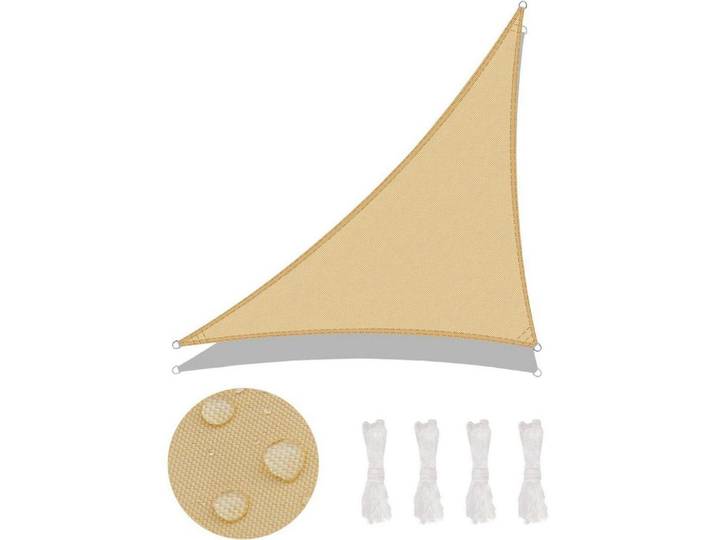 Sonnensegel Dreieckig 300 x 300 x 425 cm Wasserdicht Sandbeige, Sandfarben, 34x26 cm, Sonnenschutz, Sonnenschirme
