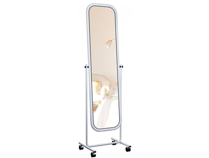 CLP Standspiegel eckig 48/45/166 cm Metall weiß, Weiß, 48x166x45 cm, Spiegel, Standspiegel