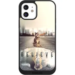 Nivocase Handyhülle für Apple iPhone 12 Hülle NIVOpure Case Schwarz Motivation Tiere Tiger (Apple iPhone 12), Smartphone Hülle, Schwarz
