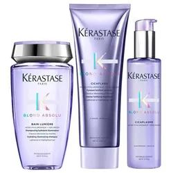 650ml Kérastase Blond Absolu Pflegeset für blondiertes und blondes Haar (Shampoo 250ml + Haarmaske 250ml + Serum 150ml)