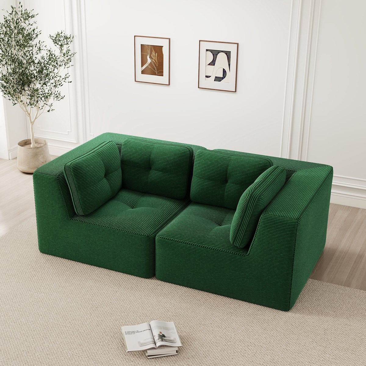 MODFU Modulaire Hoekbank - Modern - Groen - Ribstof