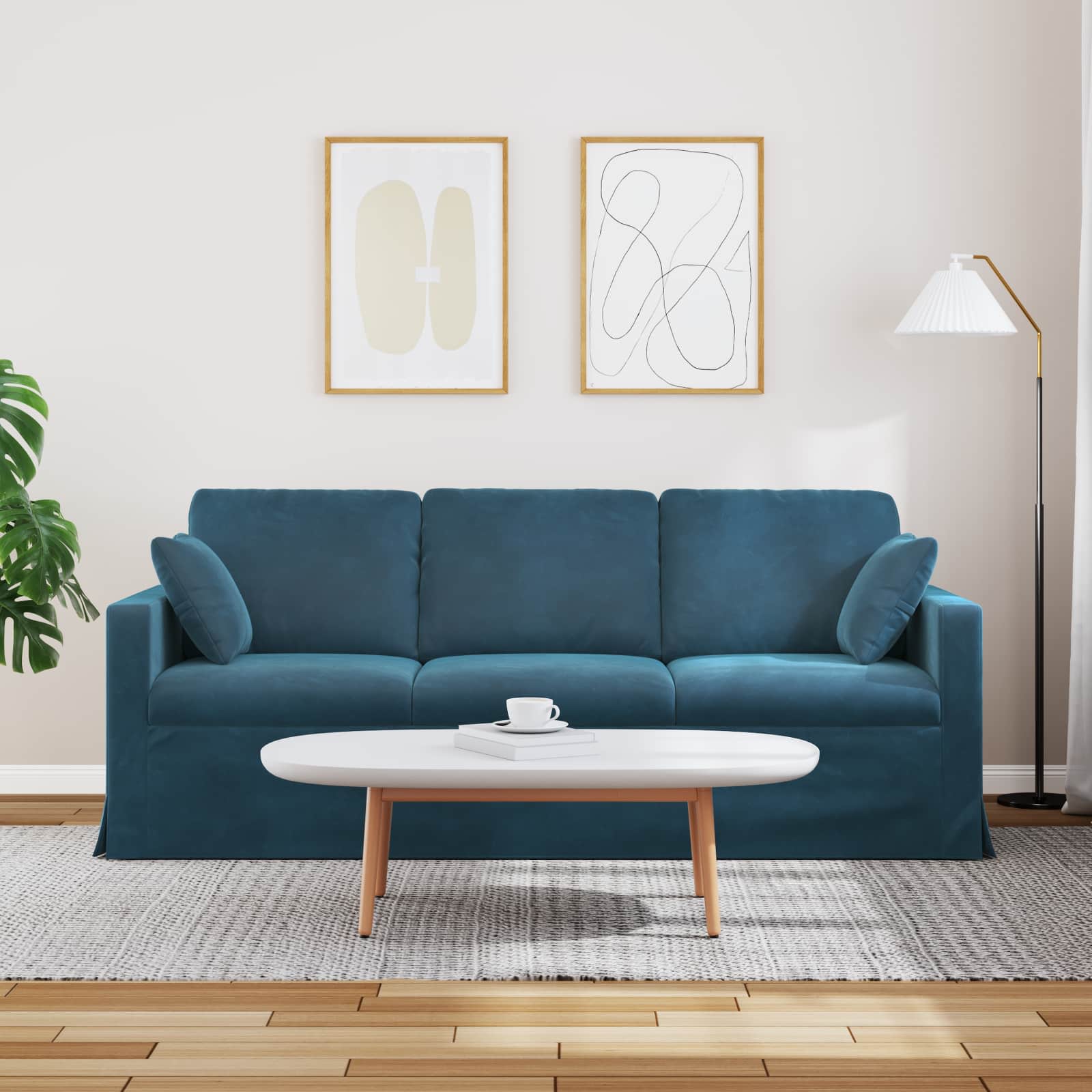 vidaXL Canapé Bleu 198 x 78 x 80 cm Velours