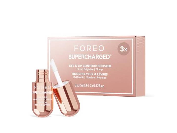 FOREO SUPERCHARGED Augen- und Lippenkontur Booster Serum - Leitfähige Augencreme - Niacinamid Serum - Anti Aging - Lip Plumping & gegen Augenringe - Praktische Größe - 3 x 3,5 ml Kapsel