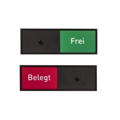 MADRID Black Line Frei-/Belegt Anzeige | Alu schwarz eloxiert | 50x150 mm | Schieber Frei/Besetzt Büro Wartezimmer Besprechungsräume | selbstklebend