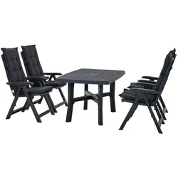 PROGARDEN Pro Garden Set Tampa Klappsessel mit Tisch und Auflagen schwarz