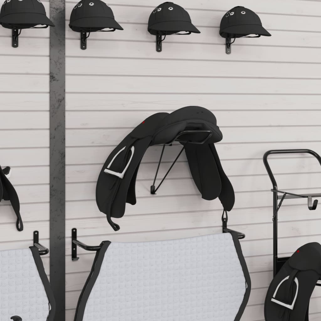 vidaXL Porte-selle pliable mural noir fer