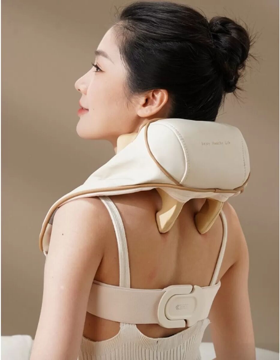 INF Appareil de massage par pétrissage pour la nuque et les épaules avec fonction Shiatsu chauffante, batterie rechargeable