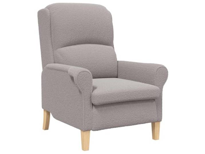 Tmriohed Sessel Hellgrau Weicher Sherpa Polstersessel mit Holzbeinen Gemütlicher Relaxsessel mit gerollten Armlehnen und Ergonomie für Leseecke, Schlafzimmer und Büro.