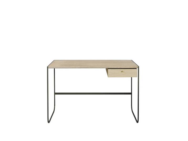 Asplund Bureau Tati chêne teinté blanc (p2), 1 tiroir p2, support green khaki