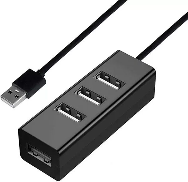 INF Schwarzer 4-Port USB 3.0 Hub mit 15cm Kabel - High-Speed Datenübertragung & Aufladen