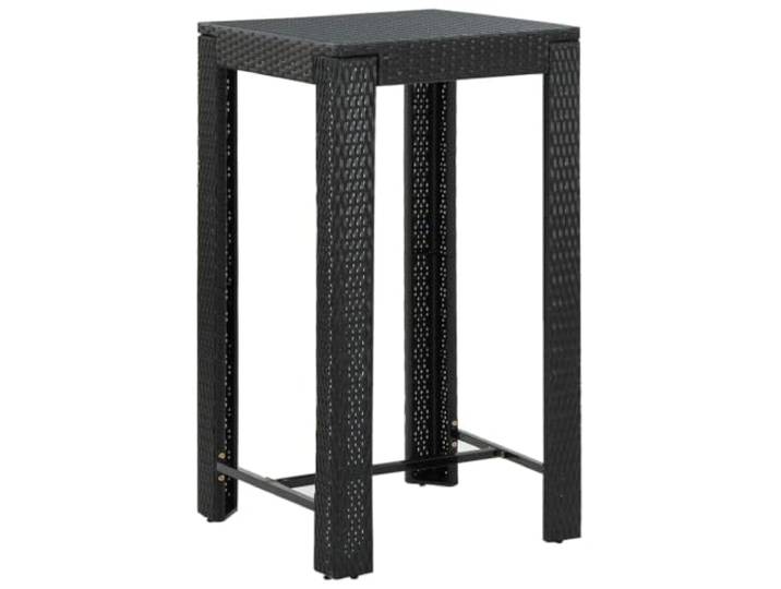 Roanoer Bartisch Schwarz 60,5x60,5x110,5 cm Stehtisch PE-Rattan Robuster Bistrotisch mit pulverbeschichtetem Stahlrahmen für Terrasse, Balkon und Garten, einfache Reinigung.