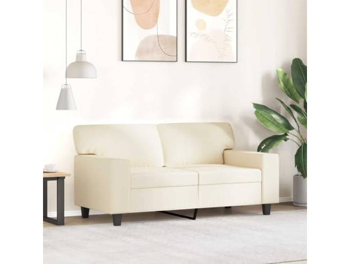 KTHLBRH 2-Sitzer-Sofa, Creme, 120 cm, aus Kunstleder Gestell aus Metall, Polsterung aus Schaumstoff, modernes Design, leicht zu reinigen