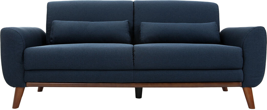 Miliboo Design-Sofa 3 Plätze Stoff Blau Beine Nussbaum EKTOR
