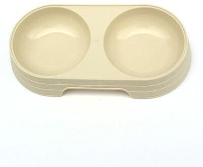 Uplift Essentials Wheat Straw Eco Friendly Pet Double Bowl Dual Use Food & Water Feeder For Cats & Small Dogs yellow