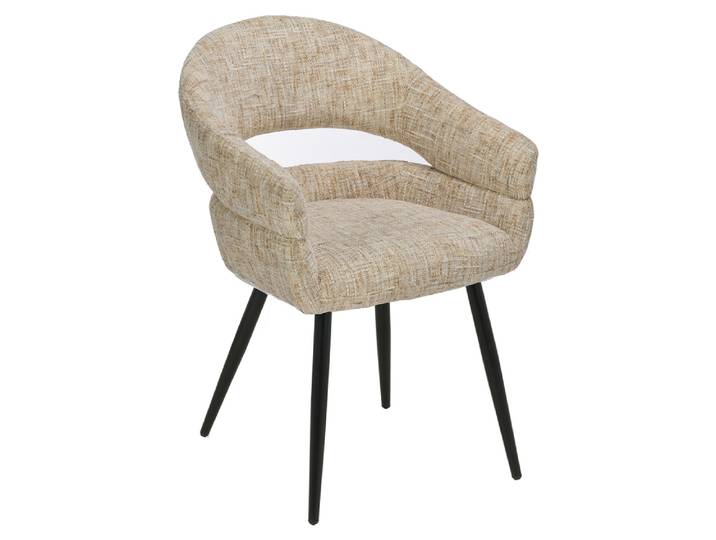 Chaise de séjour avec accoudoir Lisian Noir/beige - Basika