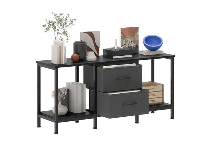 YITAHOME Meuble TV pour téléviseur jusqu'à 47 pouces commode à 2 tiroirs et 2 étagères Gris