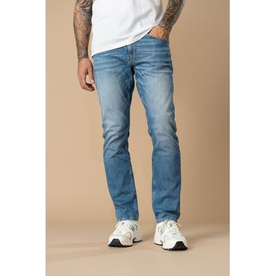 Straight-Jeans PETROL INDUSTRIES "Men Denim Straight", Herren, Gr. 31, Länge 34, blau (light indigo), Denim/Jeans, Obermaterial: 99% Baumwolle, 1% Elasthan, straight fit lang, Jeans Straight-Jeans, Gerade Beinform, normale Leibhöhe