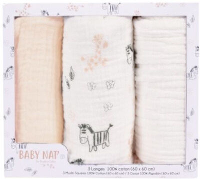Baby Nat' Coffret Langes en gaze de coton x 3 - Baby Nat