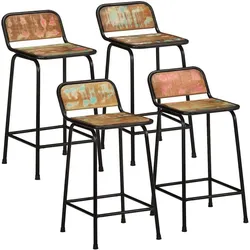 vidaXL, Barhocker, Urburum (4 Stück Recyceltes Massivholz)